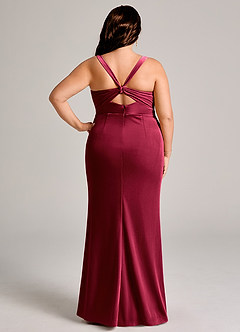 Azazie Mero Bridesmaid Dresses Burgundy Mermaid Pleated Velvet Dress image13