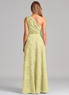 Azazie Phaedra Bridesmaid Dresses Lemon Sorbet A-Line One Shoulder Floral Burnout Dress image6
