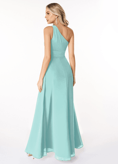 Azazie Dallas Jurken voor bruidsmeisjes Jurk van Chiffon met A-Lijn One-Shoulder Aqua image2