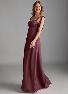 Azazie Lizet Brautjungfernkleider A-Linie Herzausschnitt Chiffon Kleid Sangria image4