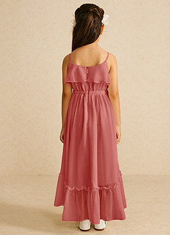 Azazie Karmen Blumenmädchenkleider A-Linie Gestreift Chiffon Kleid Antike Rose image3