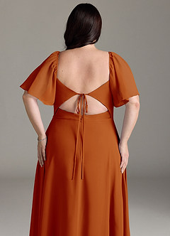 Azazie Chloe Brautjungfernkleider A-Linie Herzausschnitt Chiffon Kleid Paprika image13