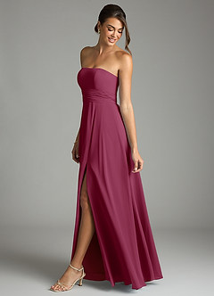 Azazie Tamira Bridesmaid Dresses Mulberry A-Line Pleated Chiffon Convertible Dress image3
