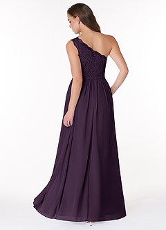 Azazie Demi Bridesmaid Dresses Plum A-Line One Shoulder Chiffon Dress image2