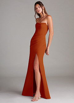 Azazie Leonis Bridesmaid Dresses Paprika Sheath Strapless Chiffon Convertible Dress image3
