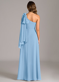 Azazie Tella Robes de demoiselle d'honneur Robe Trapèze en Mousseline de soie Asymétrique Poudre Bleue image7