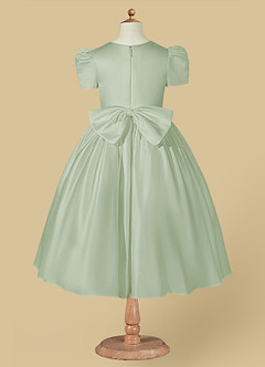 Azazie Anirra Flower Girl Dresses Ball-Gown Pleated Matte Satin Tea-Length Dress image6