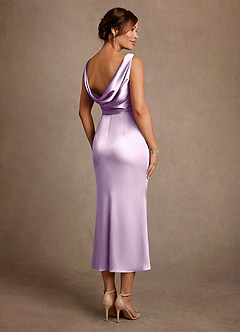 Azazie Mazhe Mère de la mariée Robes Robe Trapèze en Satin extensible Plissée Frostiges Flieder image2