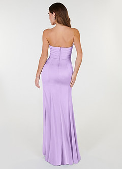 Azazie Yola Bridesmaid Dresses Lilac Sheath V-Neck Pleated Stretch Satin Convertible Dress image4