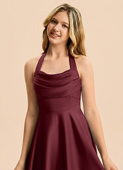 Azazie Kady Junior Cabernet A-Line Sweetheart Neckline Stretch Satin Dress image6