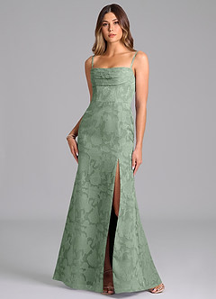 Azazie Saige Bridesmaid Dresses Matcha A-Line Off the Shoulder Floral Burnout Convertible Dress image3