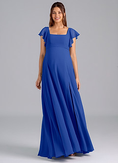 Azazie Bondi Maternity Bridesmaid Dresses A-Line Ruched Chiffon Floor-Length Dress image3