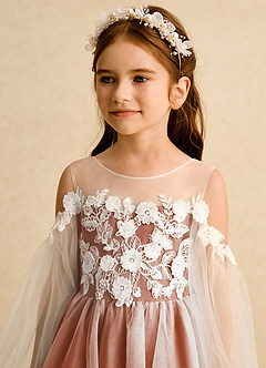 Azazie Zimi Flower Girl Dresses Burnt Orange Ball-Gown Sweetheart Neckline Tulle Dress image9
