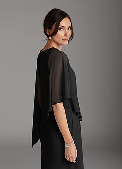 Azazie Sparrow Abiti per la Madre della Sposa Abito Tubino in Chiffon Lustrini Nero image5