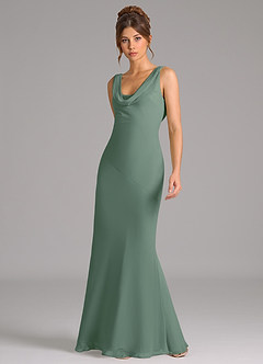 Azazie Rylina Bridesmaid Dresses Eucalyptus Mermaid Pleated Chiffon Dress image5