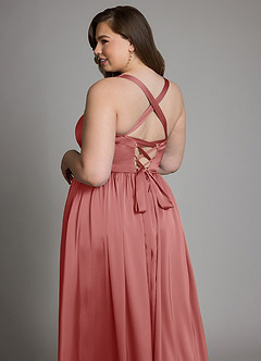 Azazie Francis Brautjungfernkleider A-Linie Korsett Stretch-Satin Kleid Antike Rose image15