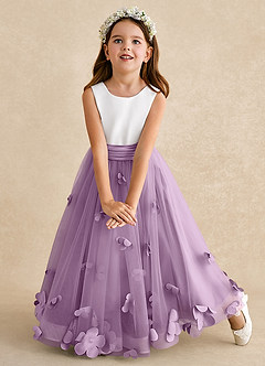 Azazie Vi Flower Girl Dresses Wisteria A-Line Sleeveless Tulle Dress image6
