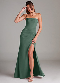 Azazie Leonis Bridesmaid Dresses Sea Moss Sheath Strapless Chiffon Convertible Dress image1