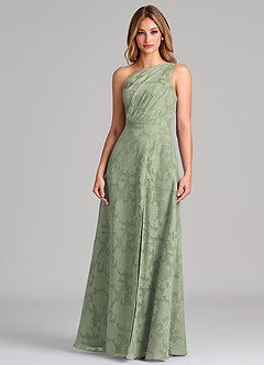 Azazie Phaedra Brudtärnklänningar Klä av A-Linje i Blommig Utbrändhet Ena axeln Agave image5