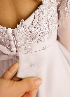 Azazie Precious Flower Girl Dresses Rose Petal A-Line Lace Tulle Dress image6