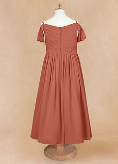 Azazie Chelle Flower Girl Dresses Clay A-Line Pleated Chiffon Dress image7