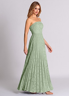 Azazie Mariana Vestidos de damas de honor Vestido de Salvia Polvorienta de Devorado Floral de Corte en A Convertible con Sin tirantes image6