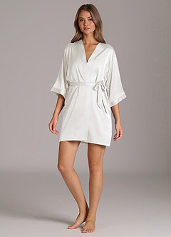 front Bridal Satin Embroidered Robe