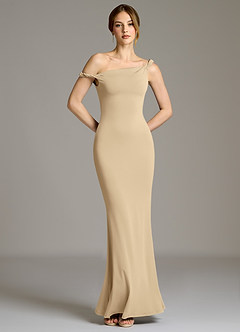 Azazie Shantal Brudtärnklänningar Klänning av Sjöjungfru i Premium stretchjersey Off the shoulder Champagne image3