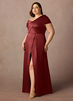 Azazie Marissa Moeder van de bruid jurken A-Lijn Jurk van mikado Geplooid Bourgondië image10