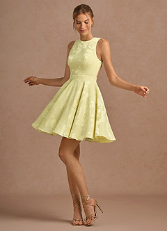 Leontine Butter Yellow Mini Dress Prom and Homecoming Dresses | Azazie IE