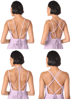 Azazie Farren Bridesmaid Dresses Frosted Lilac A-Line Pleated Chiffon Convertible Dress image9