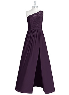 Azazie Demi Bridesmaid Dresses Plum A-Line One Shoulder Chiffon Dress image7