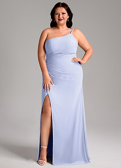 Azazie Eren Bridesmaid Dresses Lavender Sheath One Shoulder Chiffon Dress image8