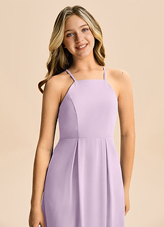 Azazie Farrah Junior A-linja Pliseerattu Sifonki Lattian pituus Nuorempi morsiusneito Pukeutua image5