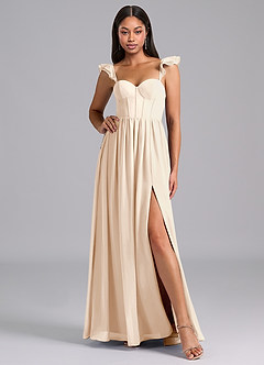 Azazie Denisse Bridesmaid Dresses White Alabaster A-Line Ruched Chiffon Dress image5
