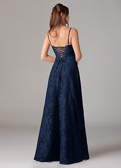 Azazie Valentine Bridesmaid Dresses Dark Navy A-Line Sweetheart Neckline Floral Burnout Dress image5