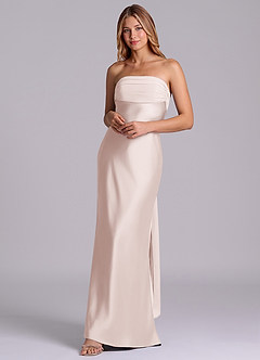 Azazie Ailanie Brudtärnklänningar Klä av Tubklänning i Stretch Satin Axelbandslös Rodnande Rosa image3