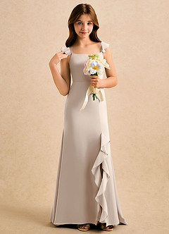 Azazie Novalie Girls Formal Robe Demoiselle D'honneur Fillette Robe Sirène en Satin extensible Arc Albâtre Blanc image5