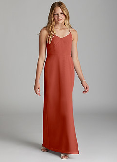 Azazie Becca Junior Meerjungfrau-Linie Chiffon Kleid Rotbraun image5