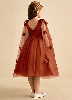 Azazie Staria Flower Girl Dresses Paprika Ball-Gown Ruched Tulle Dress image9