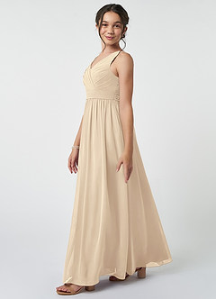 Azazie Kora Vestido de Champán de Gasa/ Chiffon de Acampanado con Plisado image3