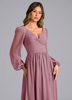 Azazie Zeya Bridesmaid Dresses Vintage Mauve A-Line Long Sleeve Chiffon Dress image5