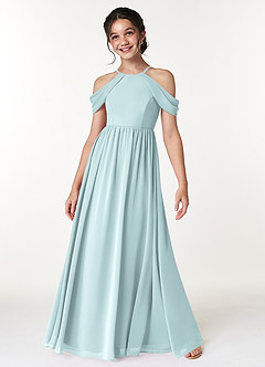 Azazie Seneca Junior Mist A-Line Off the Shoulder Chiffon Dress image3