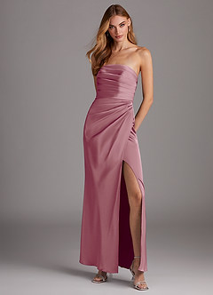 Azazie Lexie Final Sale Vintage Mauve Sheath Strapless Stretch Satin Convertible Dress image1