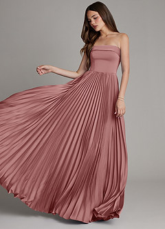 Azazie Mariana Bridesmaid Dresses Dusty Rose A-Line Pleated Stretch Satin Dress image5
