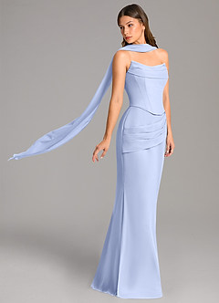 Azazie Sorrel Bridesmaid Dresses Ice Mermaid Corset Chiffon Dress image3