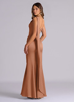 Azazie Inara Bridesmaid Dresses Bronzer Mermaid Pleated Stretch Satin Dress image6