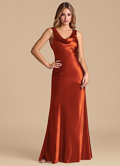 Azazie Rylina Brautjungfernkleider Meerjungfrau-Linie Metallischer Satin Kleid Paprika image3