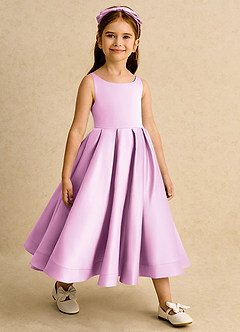 Azazie Babs vestidos de niña de las flores Vestido de Rosa Caramelo de Satin Mate de Princesa con Plisado image4