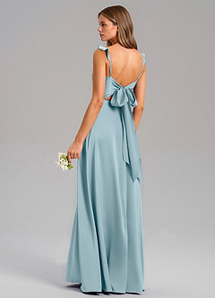 Azazie Everett Bridesmaid Dresses Moody Blue A-Line Stretch Satin Dress image6